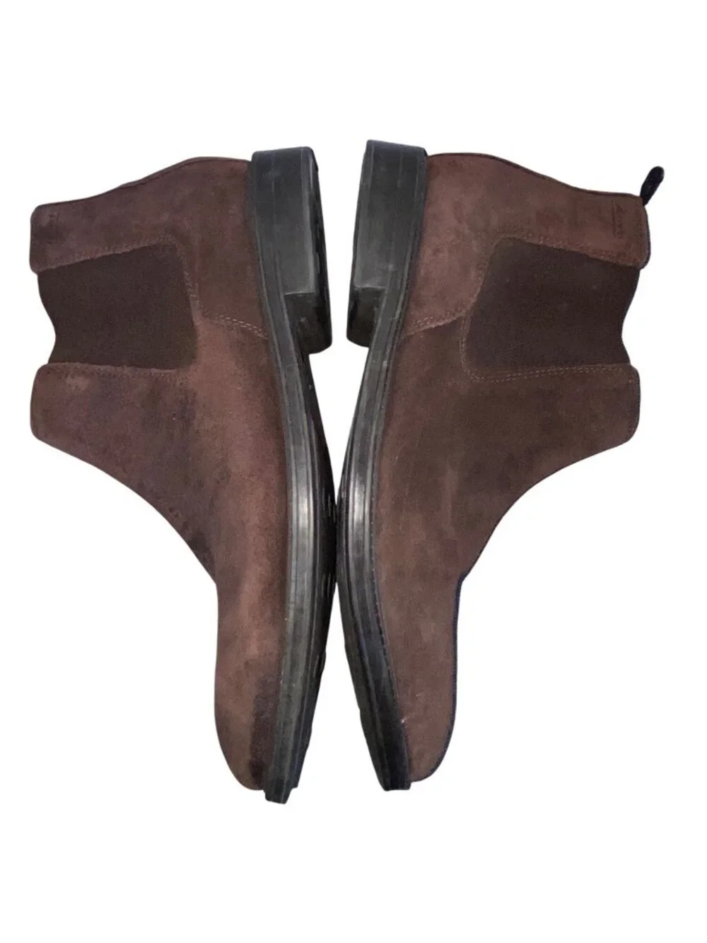 Clarks Brown Suede Chelsea Boots Size Men’s 10 Elastic Side Panels & Pull Tabs